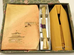 平和屋着物●和装小物　帯締め・帯揚げ・重ね衿セット　暈し染め　金糸　金彩　金通し地　さが美扱い　正絹　逸品　未使用　AABC4222ay