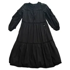 MUVEIL ミュベール　ワンピース　ドット刺繍　ブラック　36　七分袖　ロング　レディース