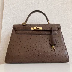 オーストリッチ風 ブラウン バンドバッグ