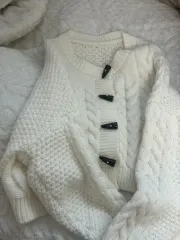 アイボリー ケーブル編み ニット カーディガン