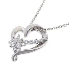 4℃ ヨンドシー ハート モチーフ ダイヤ ネックレス Pt850 プラチナ ダイヤモンド 0.149ct 41.5cm アジャスター付 首飾り アクセサリー レディース 送料無料 241100092254 ★