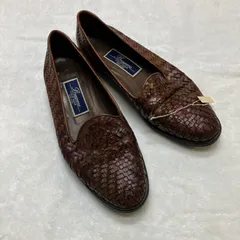 【COLE HAAN】Brogano イタリア製 編み込みレザー ローファー ブラウン 8M相当 一部使用感あり メンズ革靴