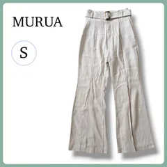 ムルーア ヘムタックフレアパンツ 美脚効果 ハイウエスト アイボリー S