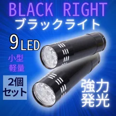 ブラックライト ブラック ライト 9LED UVライト 2個 紫外線ライト 蓄光 硬化用 ネイル ジェル 釣り スタンプ確認 蛍光発光 小型 軽量 携帯便利 単四電池式 検査用