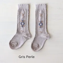 【新品・未使用】collegien(コレジアン) Dalia【Gris Perle】Jacquard Flower Knee-high Socks ジャカードフラワー ニーハイ 【2650】 13.5cm-21cm