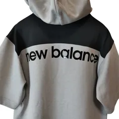 【極美品】New Balance Golf 半袖 フーディー パーカー グレー系 メンズ5 吸汗速乾 ストレッチ スポーティデザイン ニューバランスゴルフ 匿名配送