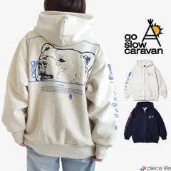  ゴースローキャラバン go slow caravan パーカー メンズ レディース トップス スウェット ZIPアップパーカー ヘビースウェット 裏ワッフル スクエアクマ 長袖 綿 ジップアップ クマ 熊 くま M L XL 350255
