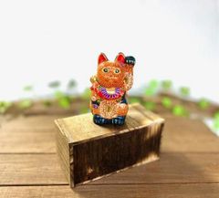 九谷焼 招き猫 両手上げ 黄盛 置物 - メルカリ