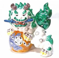 九谷焼 八幡窯 須栄義作 白獅子 縁起物 置物 - メルカリ