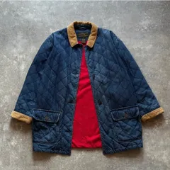 80年代 80s Eddie Bauer エディーバウアー キルティング カバーオール 襟 コーデュロイ 裏地 レッドのサムネイル