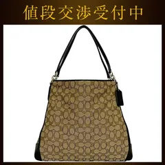 コーチ トートバッグ ベージュ ブラウン シグネチャー F36424 美品