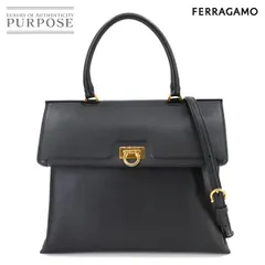 新品同様 サルヴァトーレ フェラガモ Salvatore Ferragamo ガンチーニ 2way ハンド ショルダー バッグ レザー ブラック 90299469