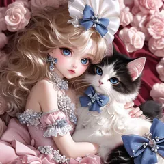 パネル生地　再販　可愛い女の子8柄 A