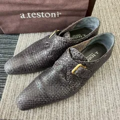 【未使用級】a.testoni 本革 編み込み レザー スリッポン ローファー 未使用級】a.testoni 本革 編み込み レザー スリッポン ローファー