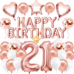 新品 誕生日 バルーン 21歳 バースデー 飾り付け 風船 セット 大きい 21 数字バルーン happy birthday ガーランド 誕生日パーティー ローズゴールド