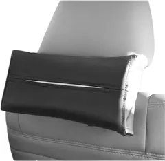 POPULAR MARKET 車 ティッシュケース アルファード 吊り下げ サンバイザー 後部座席 カー用品 ジムニー ハイエース PUレザー おしゃれ 省スペース アームレスト 収納 箱 (ブラック,  24x13x5cm)