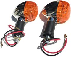 Archnote 互換品 ウインカー バイク 用 汎用 カワサキ リア フロント ウィンカー ランプ 12v メッキ バリオス レンズ (オレンジ2個（前後どちらか用）)