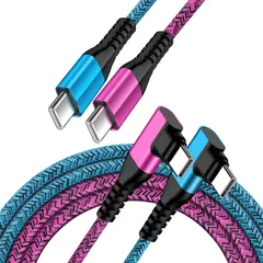 新品 usb-c usb-c ケーブル 純正 L字/1.8M/2本 Type-c L型 断線防止 PD30W/3A 急速充電 ナイロン編み iPhone 17 Type C充電ケーブル データ転送 Galaxy 急速充電iPhone16/15/Macbook/