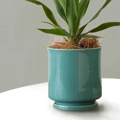 Leaf88 日本製 植木鉢 受け皿付 10.5x11.5cm 3.5号 4号 波佐見焼 (ターコイズ,  10.5x11.0cm)