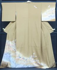 訪問着 落款 草花模様 淡い黄色 - メルカリ