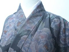 No266 大島紬着物リメイク 9マルキ茶泥大島紬 カシュクールワンピ