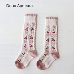 【新品・未使用】collegien(コレジアン) Cerise【Doux Agneaux】Jacquard Cherries and Bows Knee-high Socks ジャカード チェリー&リボン ニーハイ 【2651】 13.5cm-18.5cm