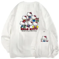 ハローキティ サガラ刺繍 裏起毛ビッグシルエット トレーナー オーバーサイズ サンリオ プリント Sanrio hk1354-94