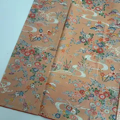 小紋 型友禅 裄65 流水に花柄 素敵な染め 正絹 着物 MK-1105