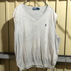 786 Polo by Ralph Lauren ニットベスト グレー L ポロバイラルフローレン セーター コットン ワンポイント 刺繍ロゴ ポロポニー 古着卸 アメリカ仕入