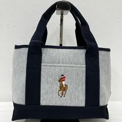 6076 POLO RALPH LAUREN ポロラルフローレン　ハンドバッグ　トートバッグ　キャンバス　スウェット生地　カットソー生地　ネイビー　グレー　紺　刺繍　ポニー　レディース　メンズ　ユニセックス　シンプル　カジュアル　きれいめ