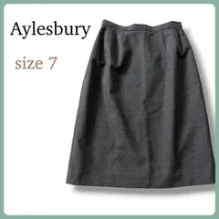 美品 Aylesbury ウール100% 上品グレー Aライン スーツスカート 7号 レディース