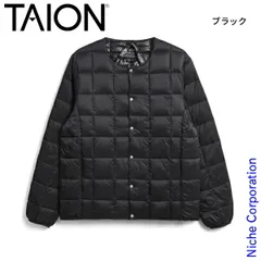 【新品】 タイオン ベーシック クルーネックボタン インナーダウンジャケット (TAION-104) (BLK ブラック M)