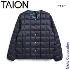 【新品】 タイオン ベーシック クルーネックボタン インナーダウンジャケット (TAION-104) (NAVY ネイビー XL)