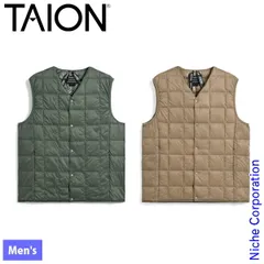 【新品】 タイオン ベーシック Vネックボタン インナーダウンベスト (TAION-001) (DSAGEG ダークセージ グリーン M)