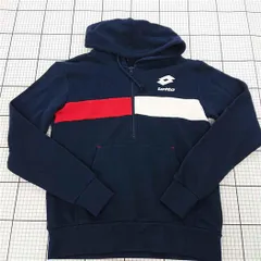 ◇ ⊇ 【ロット Lotto】LO-F19-010-027 ネイビー系 ハーフジップパーカー Sサイズ メンズ E  【1509300015688】