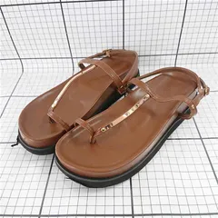 ◇ ⊂ 【SHIPS シップス】レディース ブラウン系 ゴールド金具トングサンダル E  【1510070004680】