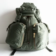 【美品】PORTER 【新型 タンカー リュック】ポーター セージグリーン バックパック デイパック TANKER BAG ナイロン 25110457