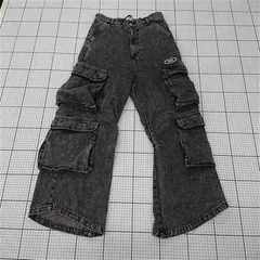 ◇ Θ 【エムエスジー MSG】カーゴパンツ ブラック系 メンズ Mサイズ 綿100% ワイドシルエット E  【1510070006479】