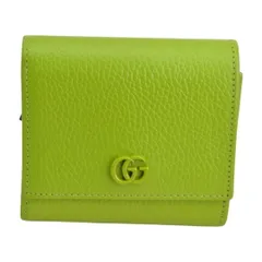 グッチ GUCCI GGマーモント ダブルGミディアムウォレット 二つ折り財布 グリーン レザー 598587 レディース F-YA1158