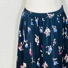 Spick&Span スピック&スパン プリーツスカート 花柄 ネイビー 38 M相当 日本製