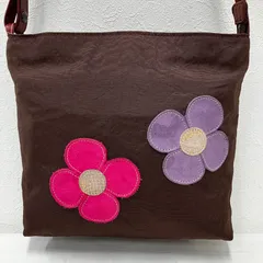 6062　IBIZA　イビザ　イビサ　ショルダーバッグ　ブラウン　茶色　フラワーモチーフ　花　レザー　ナイロン　軽量　ピンク　パープル　ワンポイント　レディース　カジュアル　シンプル