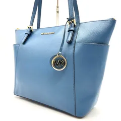 ?良品?Michael Kors マイケルコース ハンドバッグ  トートバッグ レザー 革 水色 ブルー 青色 A4収納可能 キーホルダー ユニセックス 男女兼用