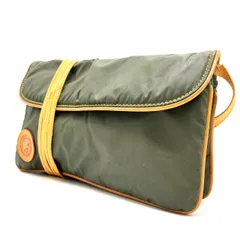 【良品】 HUNTINGWORLD ハンティングワールド ショルダーバッグ トートバッグ ワンショルダーバッグ バチュークロス ナイロン レザー 革 グリーン 緑色 ベージュ 肌色 ユニセックス 男女兼用 メンズ レディース