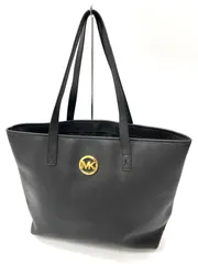 マイケルコーストートバッグ レザー ブラック ロゴ金具 A4サイズ可 大容量