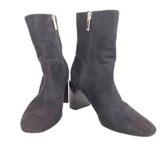 ザラ ZARA プレート付き サイドジップ スエードショートブーツ レディース JPN：24 