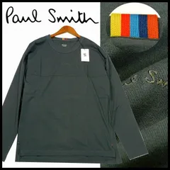 新品 ポールスミス 長袖カットソー M 濃灰 アーティストストライプタブ ロゴ刺繍 ロングスリーブ Tシャツ Paul Smith メンズ