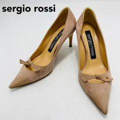 sergio rossi　セルジオロッシ　パンプス　ポインテッドトゥ　リボン　スウェード　37　ベージュ