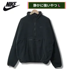 ナイキ NIKE ハーフジップ フリース L 相当 表記 M ブラック ロゴ刺繍 ラグラン ボア スウッシュ 90s風 オーバーサイズ ストリート Y2K スポーツミックス 古着 D932