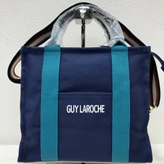 6180　Guy Laroche　ギラロッシュ ショルダーバッグ　斜めがけバッグ ハンドバッグ　トートバッグ　手持ち　手提げ 寒色系　キャンバストート　タグ付き
