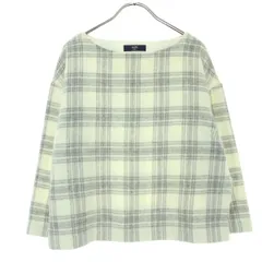 SHIPS シップス 日本製 チェック柄 長袖 カットソー ホワイト系 レディース 古着